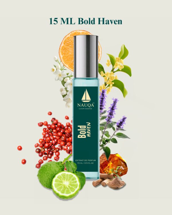 NAUQA™ BOLD HAVEN – Unisex Extrait De Parfum | Luxury Long-Lasting Fragrance | Citrusy, Spicy, Floral, Woody & Musky Notes | Premium Gift for Men & Women - Image 5