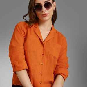 Classic Cuban Collar Long Sleeves Cotton Casual Shirt