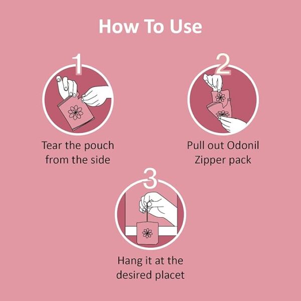 Odonil Bathroom Air Freshener Zipper Mix - 50g (10gx5) | Assorted Pack | Instant & Long Lasting Fragrance | Lasts upto 30 days | Germ Protection | Air Freshener for Bathroom, Toilet, Home & Office - Image 2
