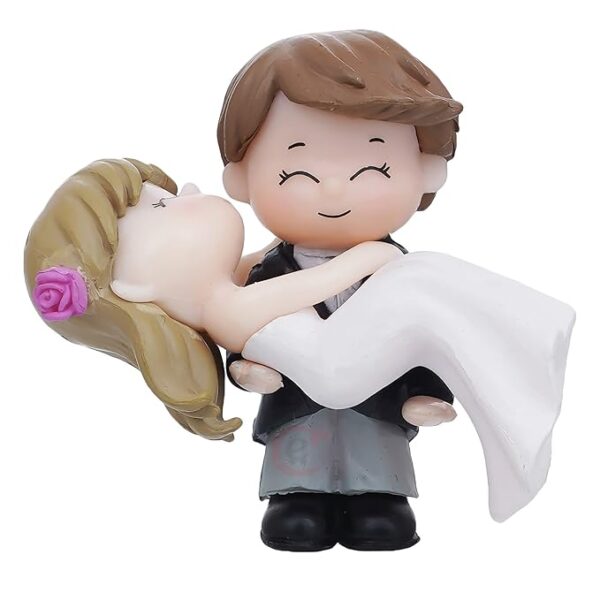 eCraftIndia Resin Handcrafted Bride Kissing Groom Romantic Couple Statue Decorative Showpiece| Valentine Gift for Girlfriend Boyfriend Husband Wife| Valentine Day Gifts| Valentine Day Decoration Items - Image 2