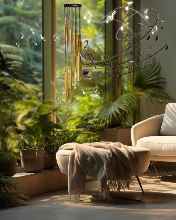 Wind Chimes for Home, Home Decor Items Hanging Decorative Items, Bells Hanging Decoration Wind Chimes for Balcony Living Room Garden Decoration Indoor Outdoor Windchime Decor (Golden) - Image 5