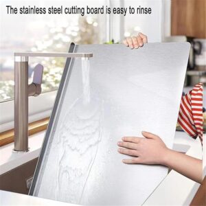 SOLOtek Premium Countertop Stainless Steel Chopping Board Large Non-Slip Base | Free Rolling Pin |Rust Proof | Easy-to-Clean | for Cutting Vegetables, Meat,Fruits,Baking |10+ Years Warranty| 41x29|
