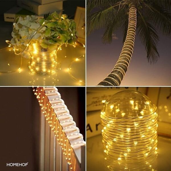 Homehop Decorative Solar Light 200Leds Waterproof String Pipe Lamp for Outdoor, Garden, Home Decor, and Tree with 8 Lighting Modes ‎Warm White,800Mah(20 M ABS+PC) - Image 7