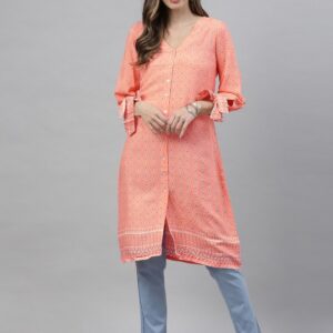 Women's Pink & White Printed Tunic