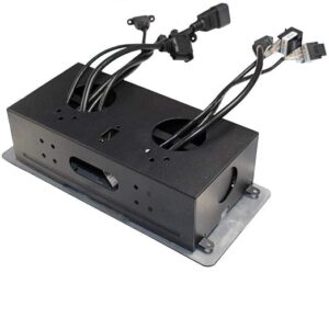 Bosney Hydraulic Cable Cubby Popup Box with HDMI Connector, VGA Connector, Audio Connector, LAN Port, Power Ports & USB Port Black (Pack of 2)
