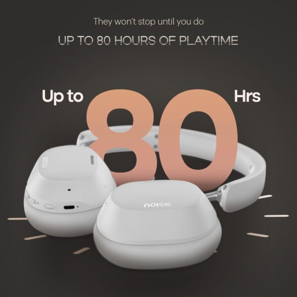 Noise Newly Launched Airwave Max 5 Wireless Over-Ear Headphones with Adaptive Hybrid ANC (up to 50dB), HFA Tech, 80H Playtime, Dual Pairing(Calm White) - Image 3