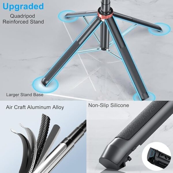 HOLD UP Selfie Stick with Balance Handle & Recharable BT Remote, Stable 4 Leg Design, Selfie Stick with Tripod Stand for 360° - Image 3