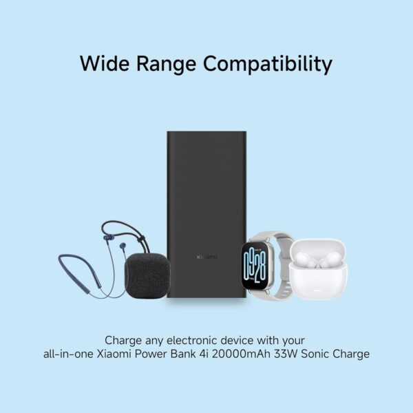 Xiaomi Power Bank 4i 20000mAh 33W Super Fast Charging PD | Power Delivery | QC 3.0|Type C Input & Output |Triple Output Ports|Classic Black|Supports Android,Apple, Tablets, Earbuds, Watches etc (MI) - Image 3