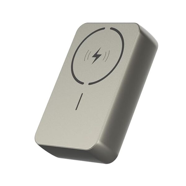 Stuffcool Click 20000mAh Magnetic Wireless Powerbank Natural Titanium Finish Perfect for iPhone 16,15,14,13,12 with Led Display and 20W Fast Wired Charging - Charges iPhone 50% in 30 mins - Image 5