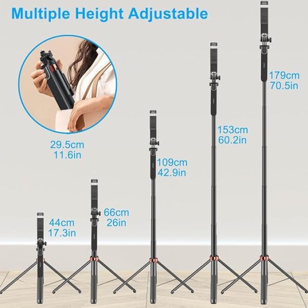 HOLD UP Selfie Stick with Balance Handle & Recharable BT Remote, Stable 4 Leg Design, Selfie Stick with Tripod Stand for 360° - Image 7