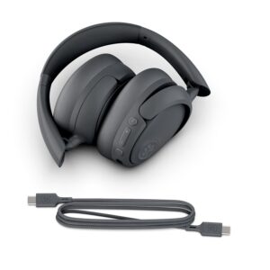 JLab JBuds LUX ANC Smart Active Noise Cancelling Headphones - Over Ear Wireless Headphones with Microphone, 70+ H Playtime Foldable Bluetooth Earphones with Multipoint & Customisable Sound, Graphite