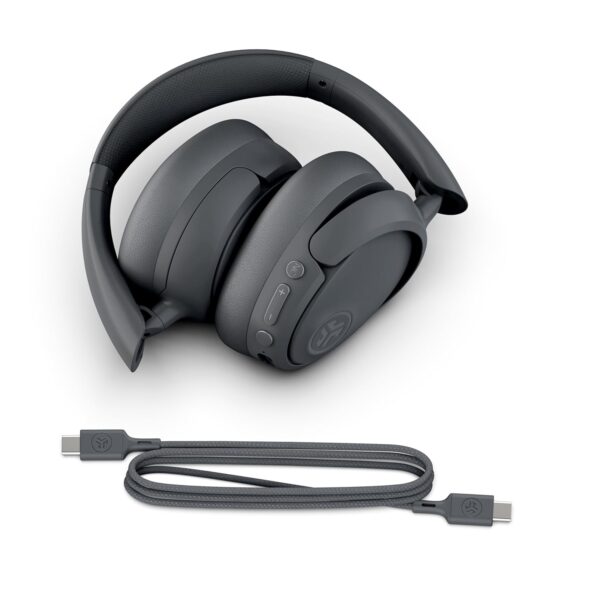 JLab JBuds LUX ANC Smart Active Noise Cancelling Headphones - Over Ear Wireless Headphones with Microphone, 70+ H Playtime Foldable Bluetooth Earphones with Multipoint & Customisable Sound, Graphite - Image 9