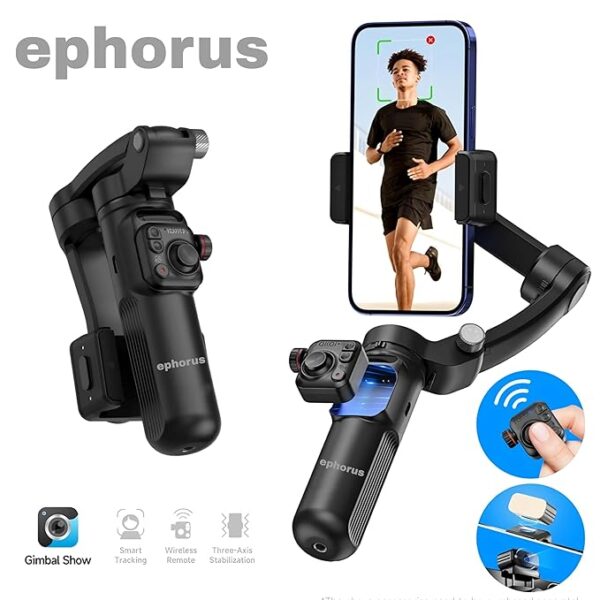 ephorus 3-Axis Foldable Smartphone Gimbal Stabilizer, Object & Face Detection, 5-8hr Working Time, Pan & Tilt Lock, App Controlled - Image 6