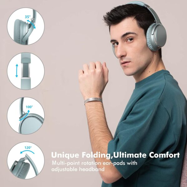 Srhythm NC25 Wireless Headphones Bluetooth 5.3,Lightweight Noise Cancelling Headset Over-Ear with Low Latency,Green - Image 2