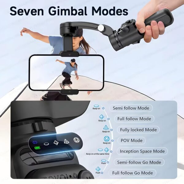 ephorus 3-Axis Foldable Smartphone Gimbal Stabilizer, Object & Face Detection, 5-8hr Working Time, Pan & Tilt Lock, App Controlled - Image 3