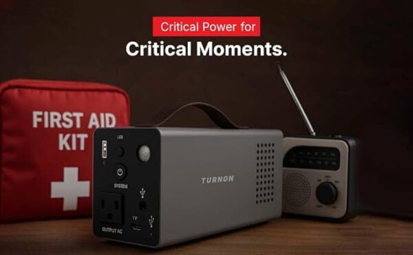 Turnon 220W Portable Power Station, 220W Battery, Camping, Road Trips, Emergency, Multi Purpose Power, and More with Power Socket, 2 USB A & 1 AC Port with LED Light. - Image 5