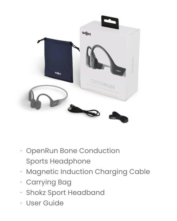 SHOKZ OpenRun Bone Conduction Sports Headphones, Bluetooth Wireless Earphones with Mic, 8H Playtime, Open-Ear Waterproof Headset for Running, Workout, Driving, Standard Size(Lunar Grey) - Image 2