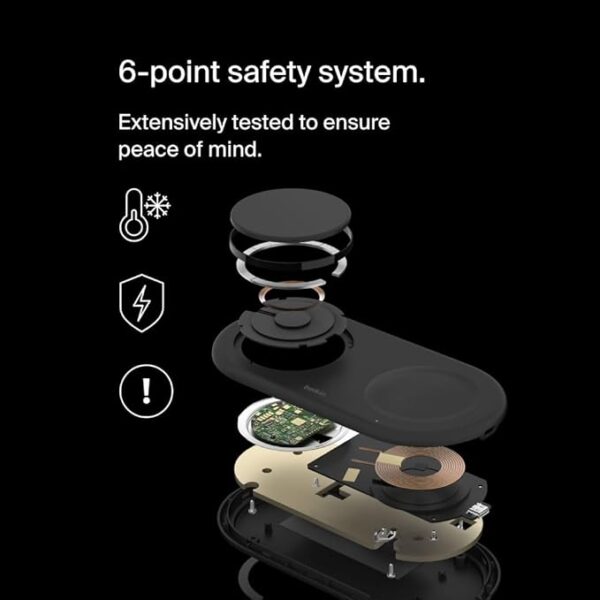 Belkin Magsafe 3-in-1 Wireless Charging Pad Qi2 15W + Additional USB-C Port - MagSafe-Compatible, Charging Station for iPhone 16, 15, & 14 Series, AirPods, Apple Watch and More - Black - Image 4