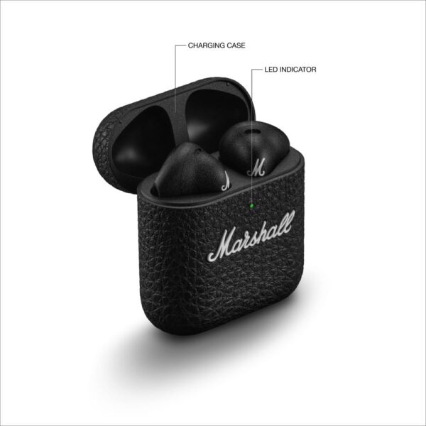 Marshall Minor Iv Wireless in Ear Earbuds with 30+ Hours of Playtime, Water-Resistant, Wireless Charging- Black