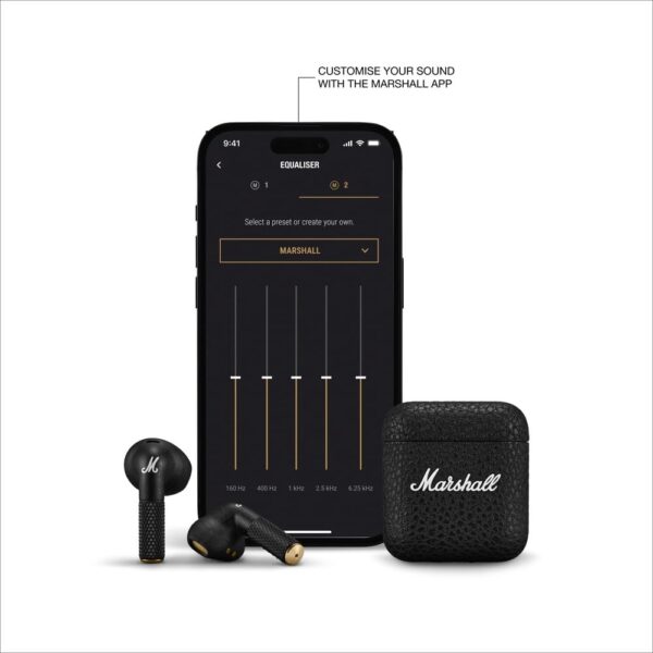 Marshall Minor Iv Wireless in Ear Earbuds with 30+ Hours of Playtime, Water-Resistant, Wireless Charging- Black - Image 4