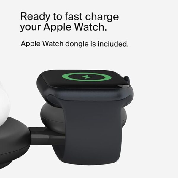 Belkin Magsafe 3-in-1 Wireless Charging Pad Qi2 15W + Additional USB-C Port - MagSafe-Compatible, Charging Station for iPhone 16, 15, & 14 Series, AirPods, Apple Watch and More - Black - Image 5