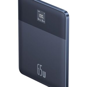 Baseus Blade2 12000mAh 65W Fast-Charging Power Bank – Ultra Slim with Digital Display, Dual Type-C PD Output – Mariana Blue (with 100W Type-C Cable)