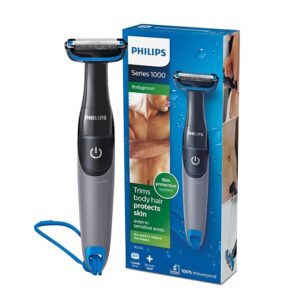 PHILIPS Bg1025/15 Showerproof Battery Powered Body Groomer For Men, Safe For All Body Areas, Including Private Parts