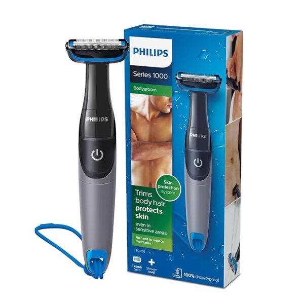 PHILIPS Bg1025/15 Showerproof Battery Powered Body Groomer For Men, Safe For All Body Areas, Including Private Parts