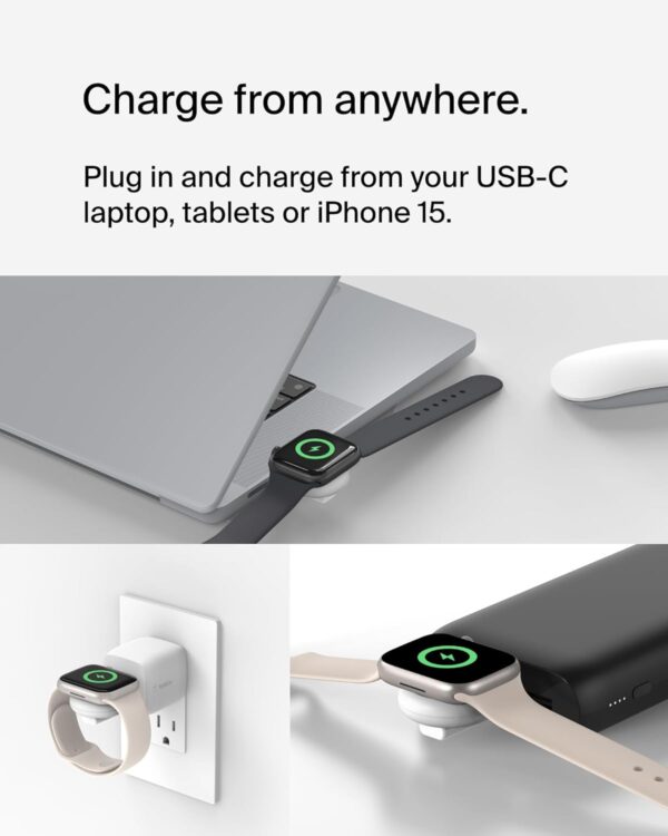 Belkin Magsafe 3-in-1 Wireless Charging Pad Qi2 15W + Additional USB-C Port - MagSafe-Compatible, Charging Station for iPhone 16, 15, & 14 Series, AirPods, Apple Watch and More - Black - Image 2