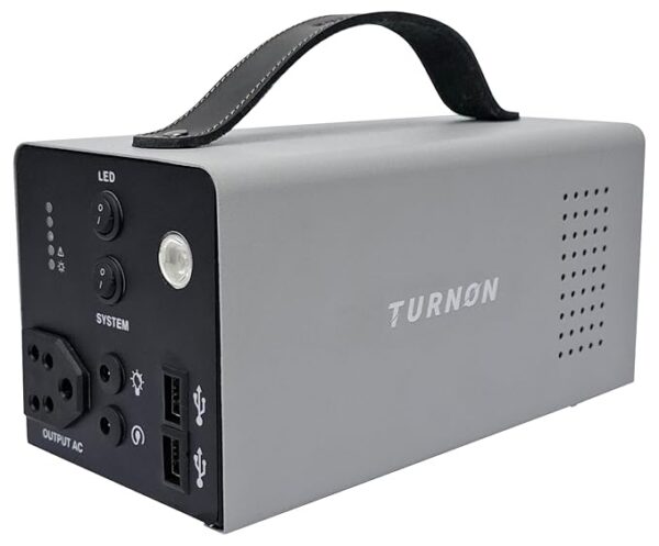 Turnon 220W Portable Power Station, 220W Battery, Camping, Road Trips, Emergency, Multi Purpose Power, and More with Power Socket, 2 USB A & 1 AC Port with LED Light.