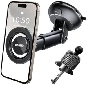 UGREEN for MagSafe Car Mount, 3 in 1 Universal Magnetic Phone Holder, Dashboard Windscreen Air Vent Cradle, 2025 Upgraded, Compatible with iPhone 16 Pro Max