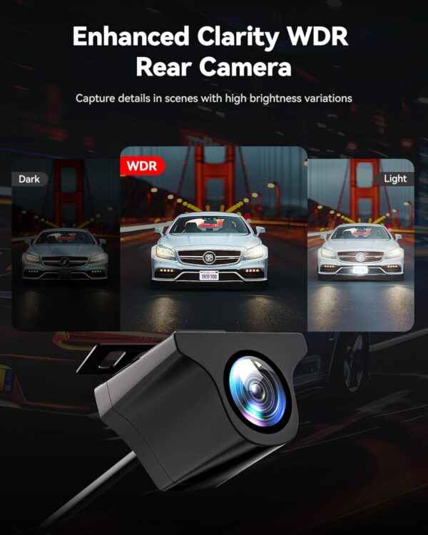 REDTIGER F7N Elite 4K HDR Dual Dash Cam Front & Rear, Sony STARVIS 2 Sensor, 5.8GHz WiFi APP, Built-in 128GB, 3.18" Touchscreen, Voice Control, GPS, 24H Parking Mode, WDR - Image 6
