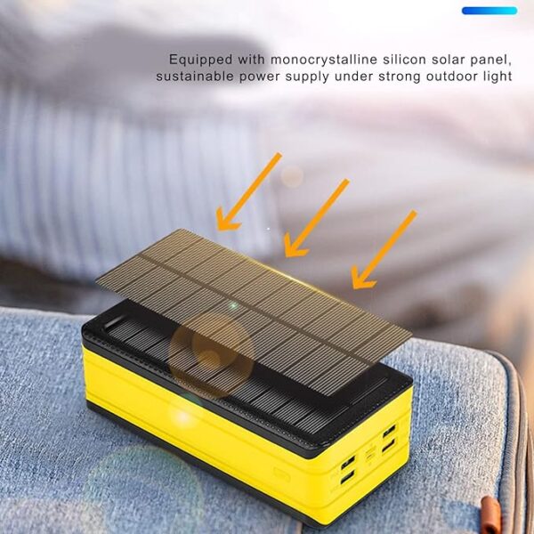 EXCLUZO Solar Power Bank 60000mAh, Portable Solar Charger Waterproof External Backup Battery Pack with Bright LED Flashlights, Fast Charging, 4 USB Output Ports, Perfect for Outdoor, Camping, Hiking - Image 6