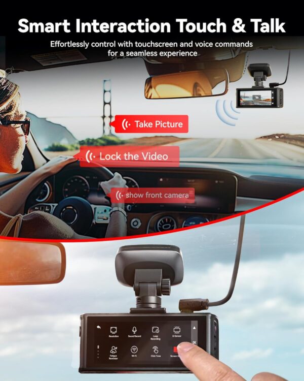 REDTIGER F7N Elite 4K HDR Dual Dash Cam Front & Rear, Sony STARVIS 2 Sensor, 5.8GHz WiFi APP, Built-in 128GB, 3.18" Touchscreen, Voice Control, GPS, 24H Parking Mode, WDR - Image 5