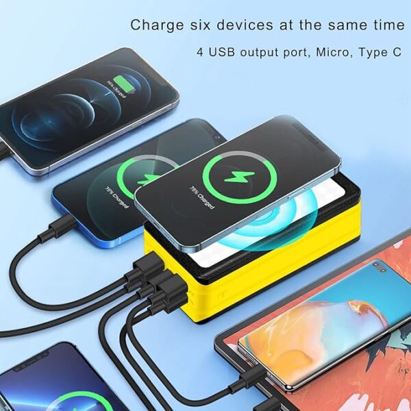 EXCLUZO Solar Power Bank 60000mAh, Portable Solar Charger Waterproof External Backup Battery Pack with Bright LED Flashlights, Fast Charging, 4 USB Output Ports, Perfect for Outdoor, Camping, Hiking - Image 5