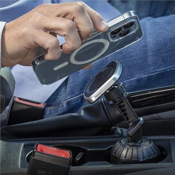Scosche MP2CUP2M-SP MagicMount Pro 2 Magnetic Cup Car Mount Holder, Mag-Safe Compatible Phone Holder, Powerful Rare-Earth Neodymium Magnets, Optimal Viewing Angle, Compatible with iPhone 14/13 Series - Image 3